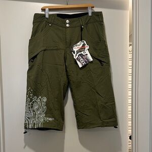 Stylish Olive Bike Shorts with White Accents